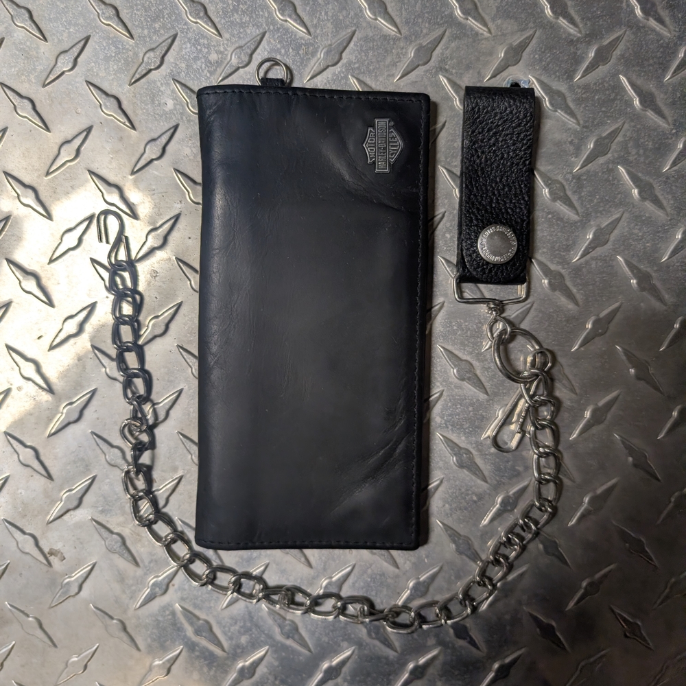 Harley Davidson Black Leather Wallet With Optional Chain